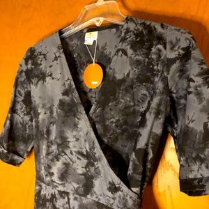 Gray tie dye wrap dress